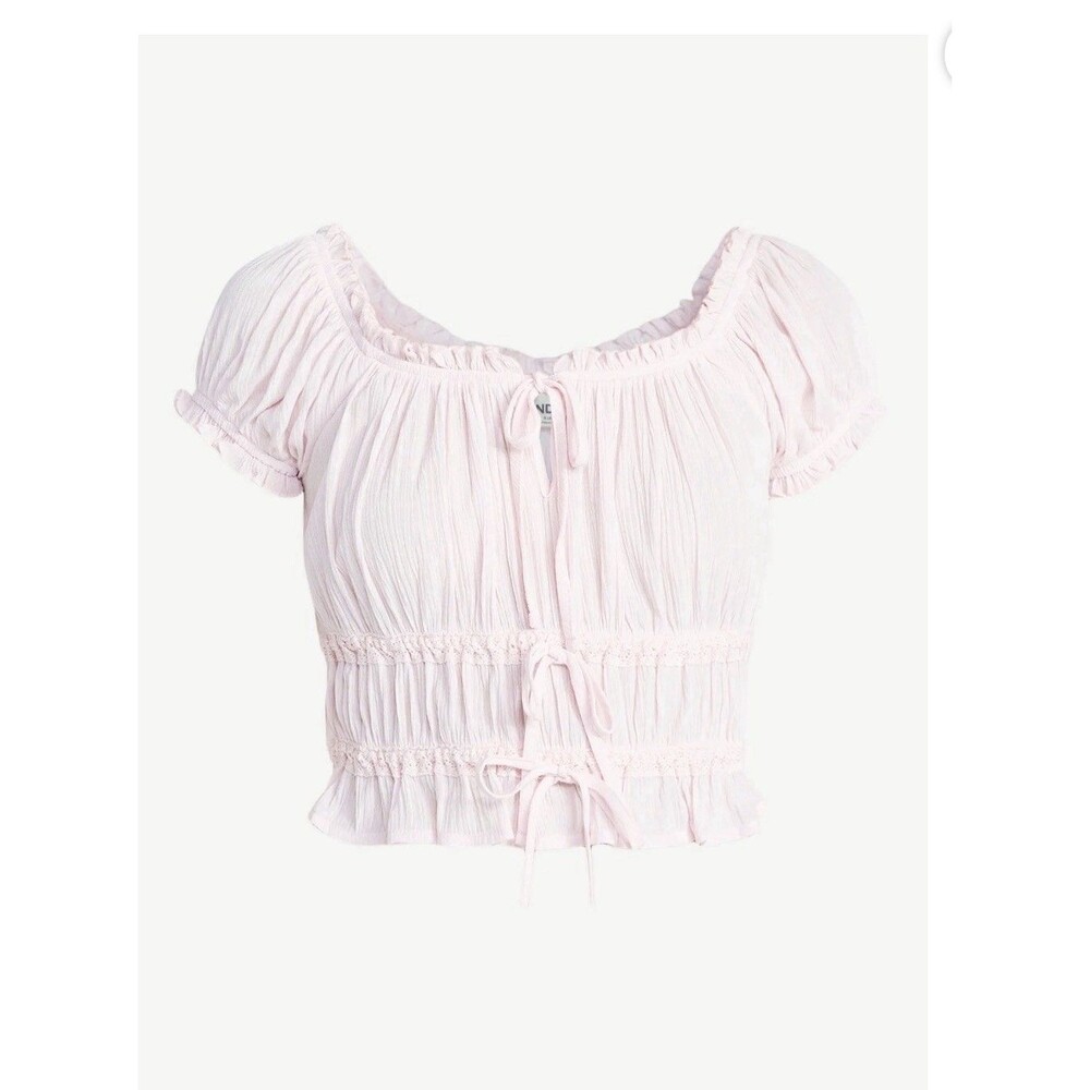 No Boundaries Soft Pink Puff Sleeve Peplum Top NWT XXL
